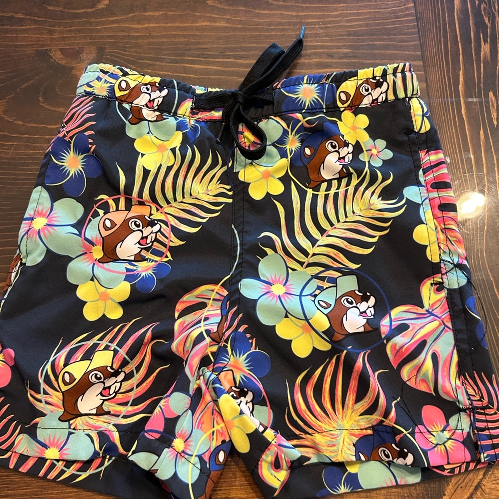 Colorful Kids Swim Trunks with Cartoon Print